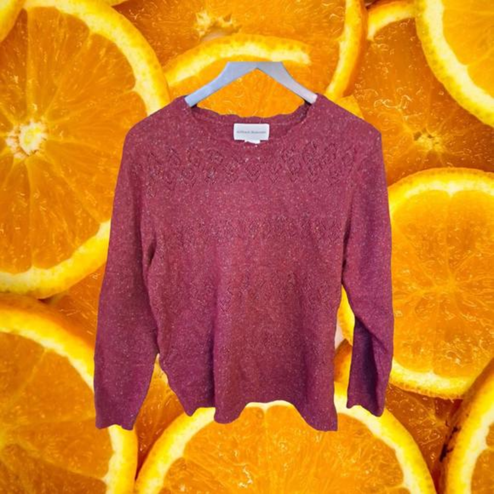 Alfred Dunner Rust Colored with‎ Color Splashes and Neck Design Sweater Size M